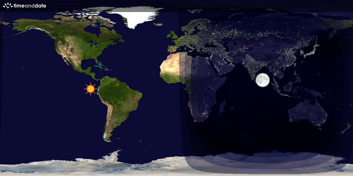 Verdenskart som viser dag og natt 