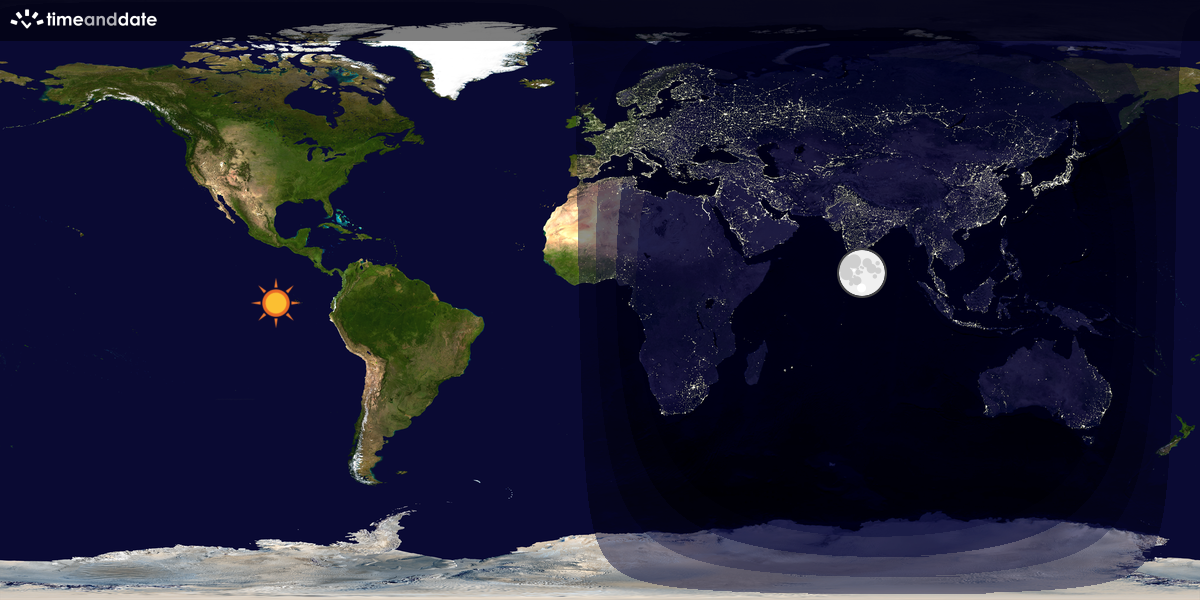 Verdenskart som viser dag og natt 