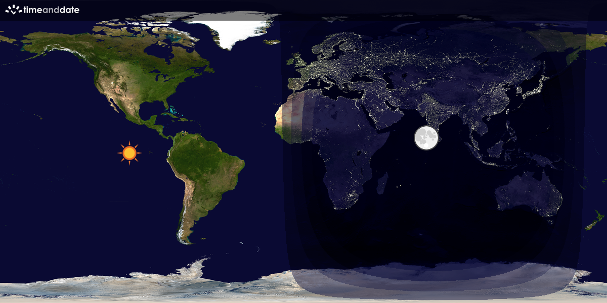 Verdenskart som viser dag og natt 