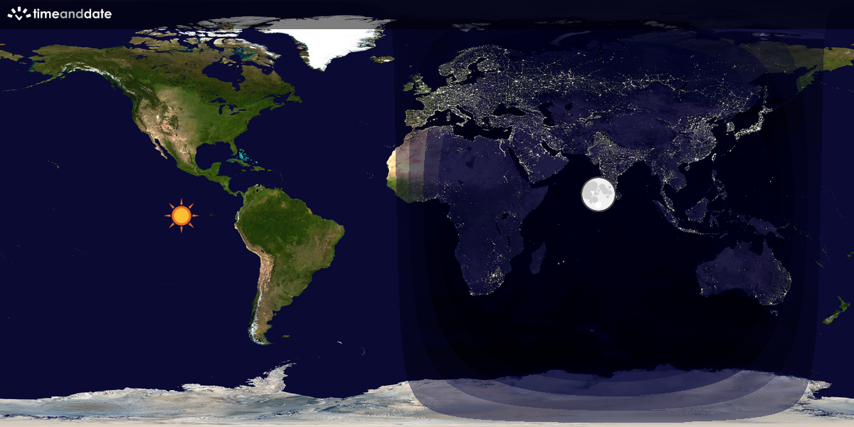 Verdenskart som viser dag og natt 