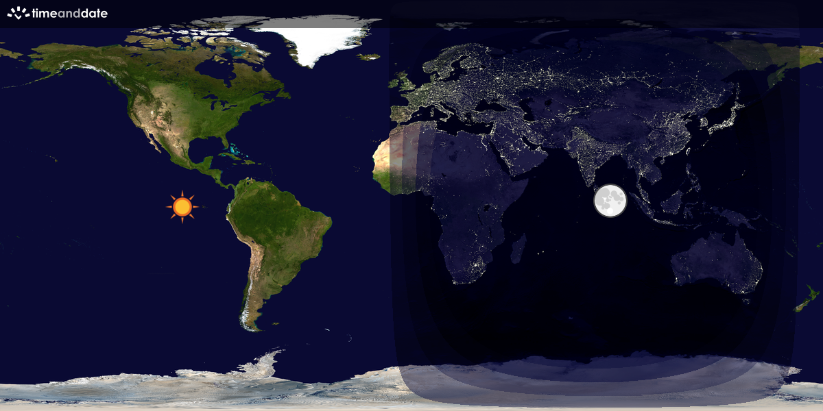 Verdenskart som viser dag og natt 