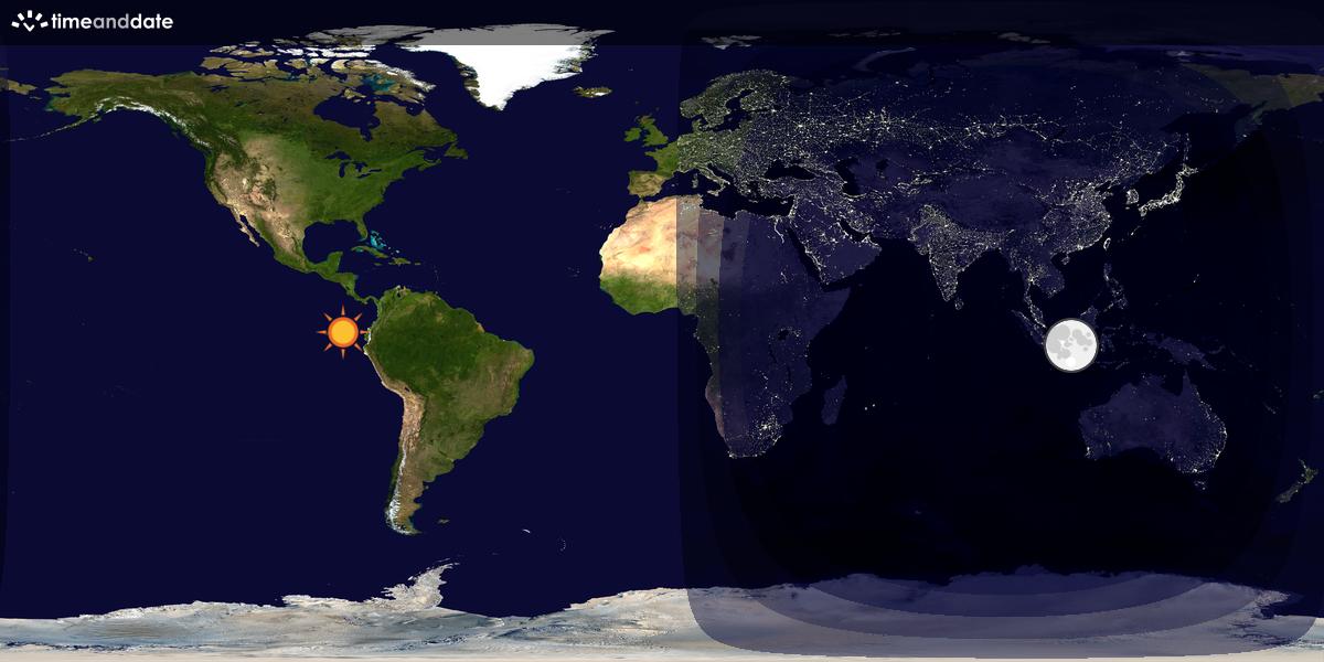 Verdenskart som viser dag og natt 