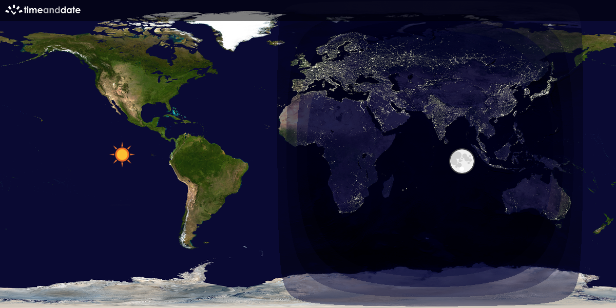 Verdenskart som viser dag og natt 