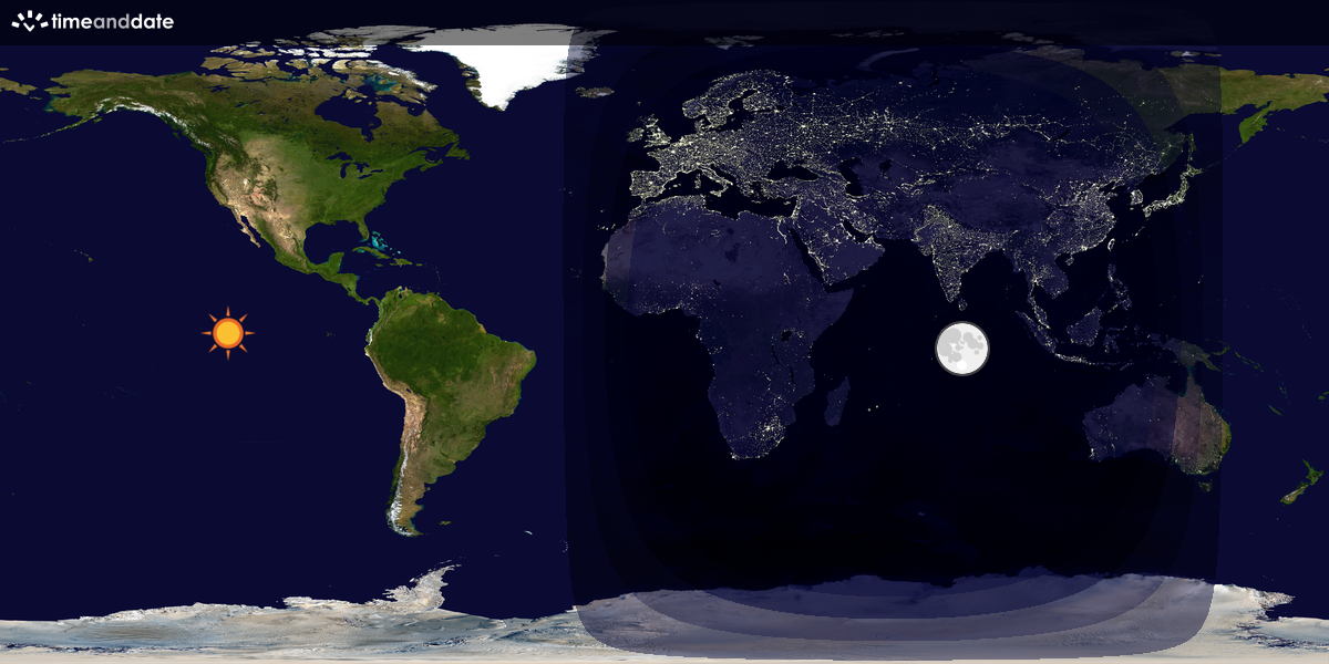 Verdenskart som viser dag og natt 