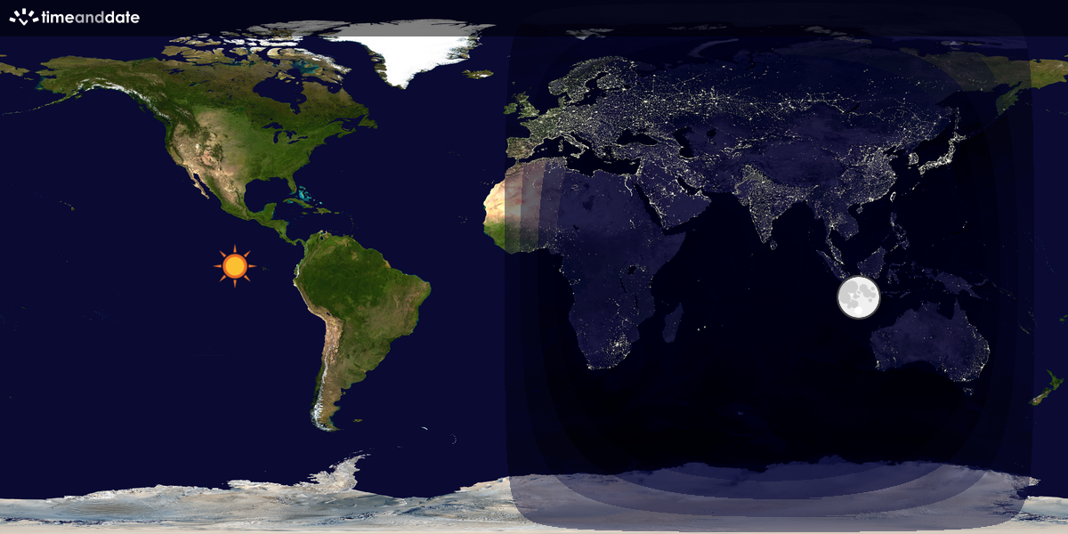 Verdenskart som viser dag og natt 
