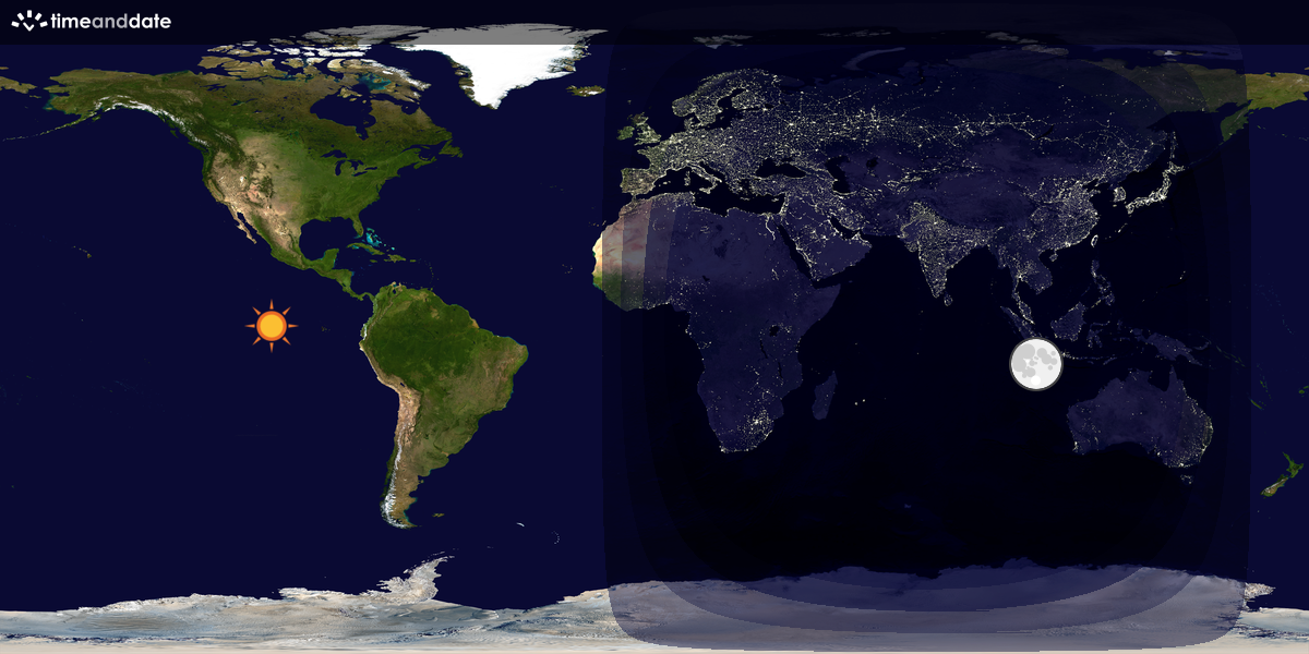 Verdenskart som viser dag og natt 