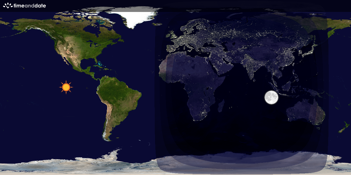 Verdenskart som viser dag og natt 