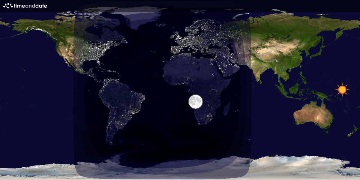 Verdenskart som viser dag og natt 
