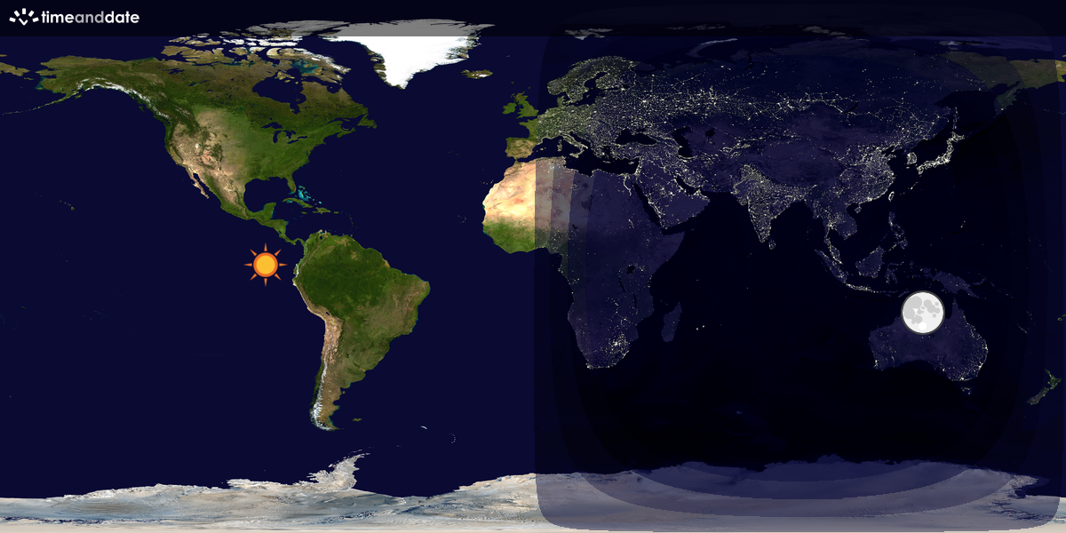 Verdenskart som viser dag og natt 