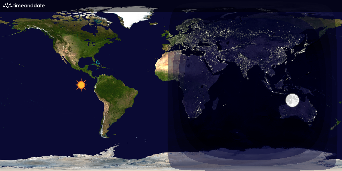 Verdenskart som viser dag og natt 