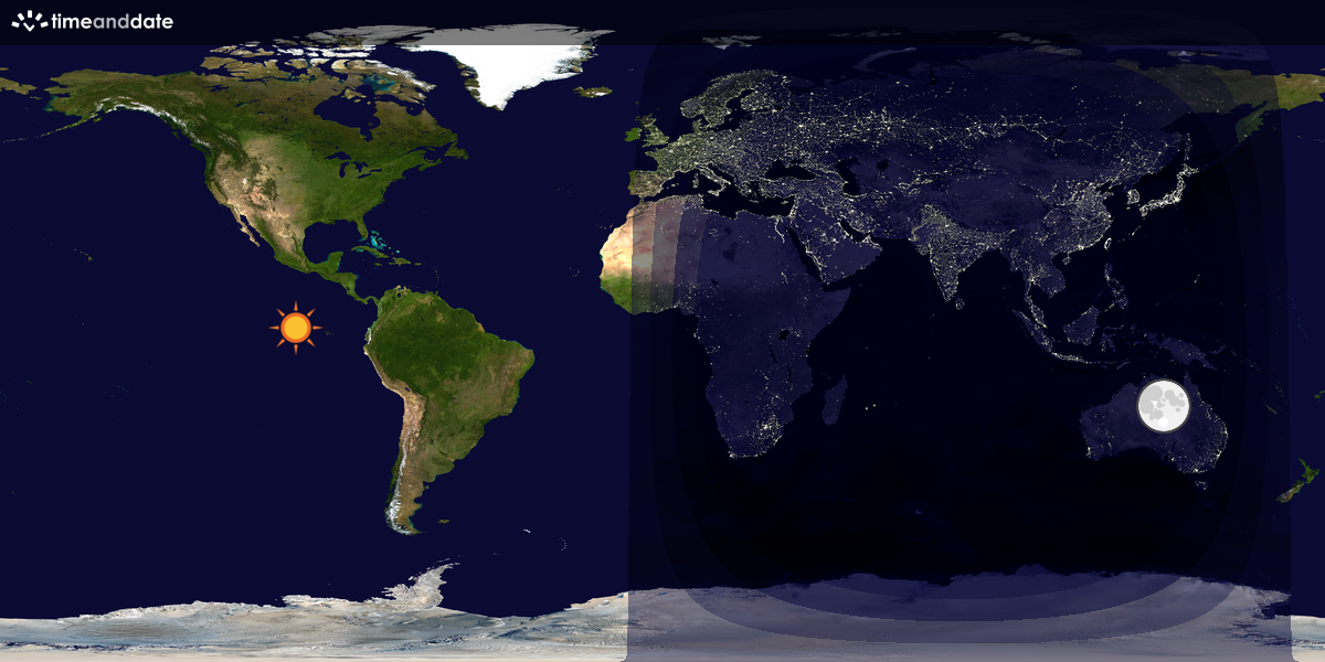 Verdenskart som viser dag og natt 
