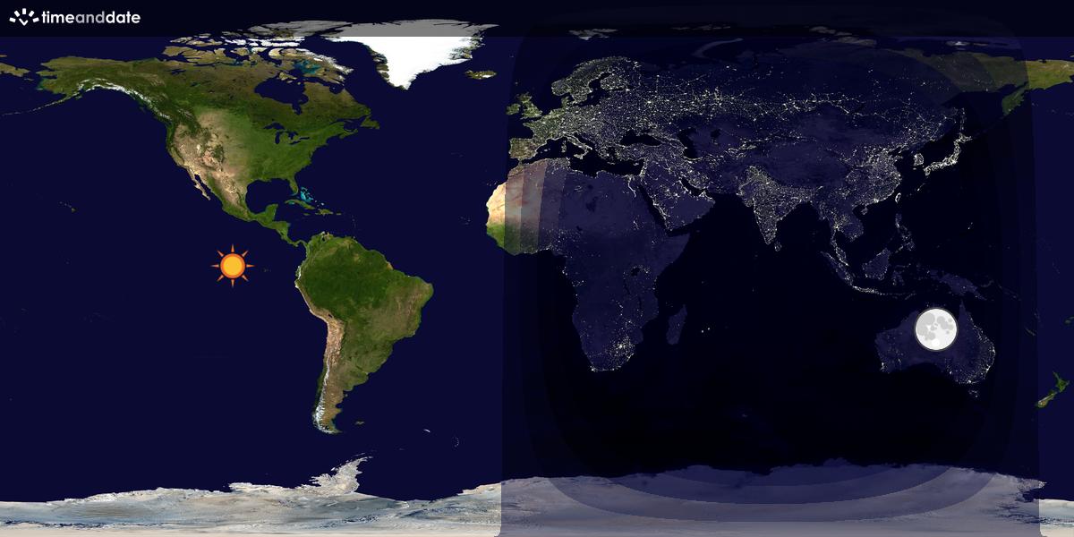 Verdenskart som viser dag og natt 