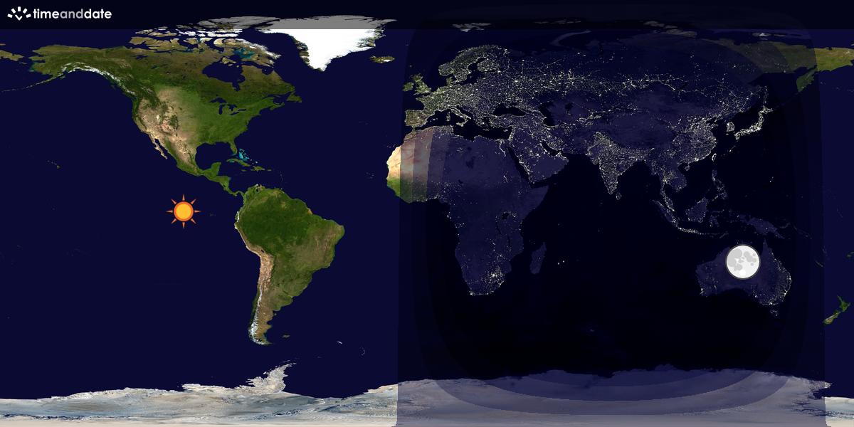 Verdenskart som viser dag og natt 