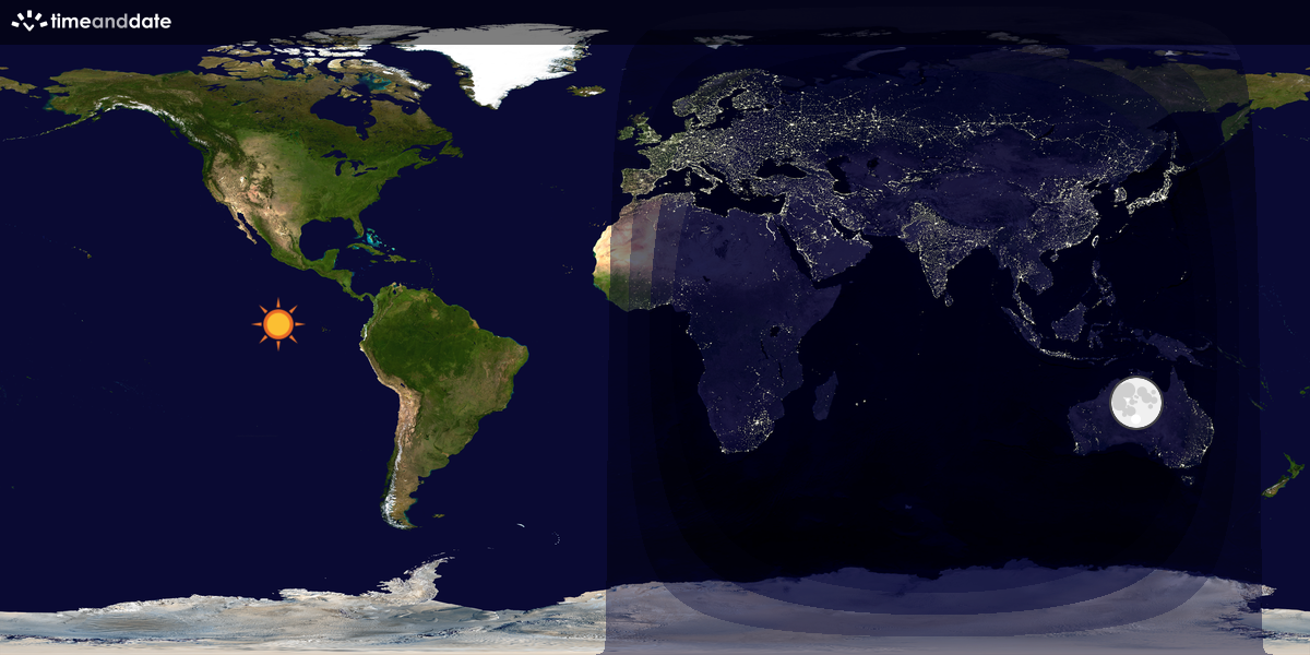 Verdenskart som viser dag og natt 
