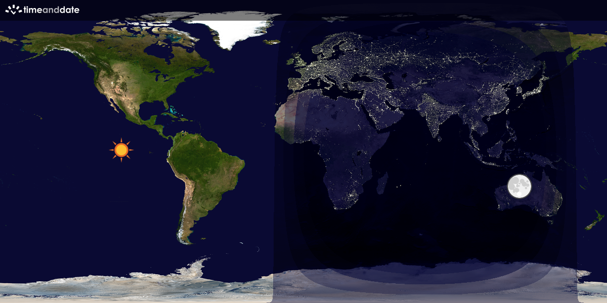 Verdenskart som viser dag og natt 