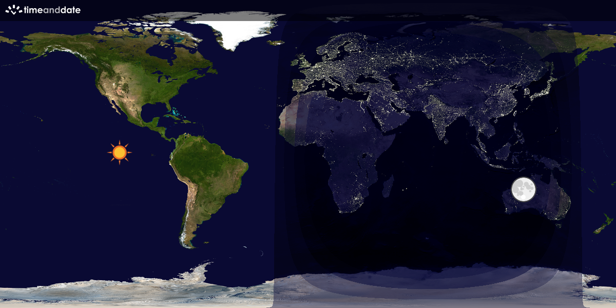 Verdenskart som viser dag og natt 