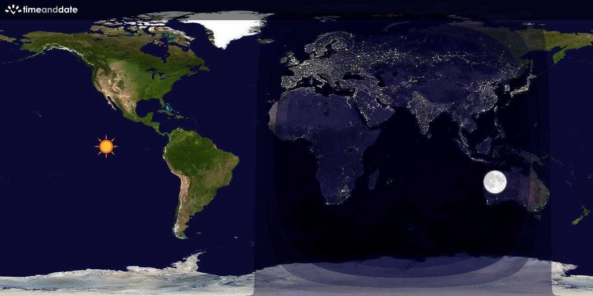 Verdenskart som viser dag og natt 