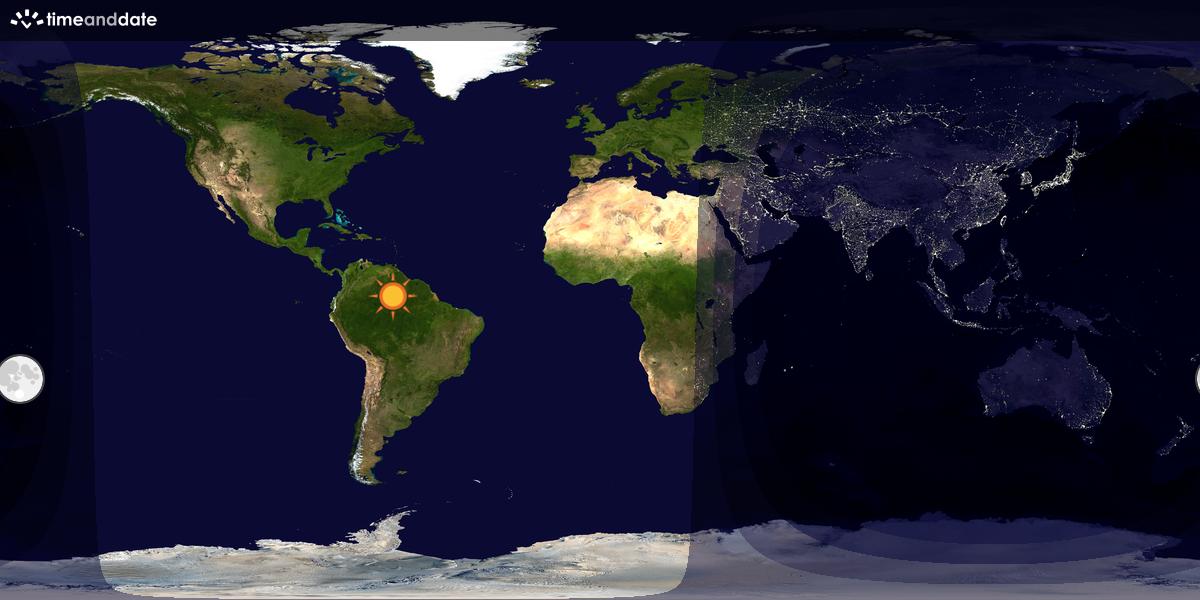 Verdenskart som viser dag og natt 