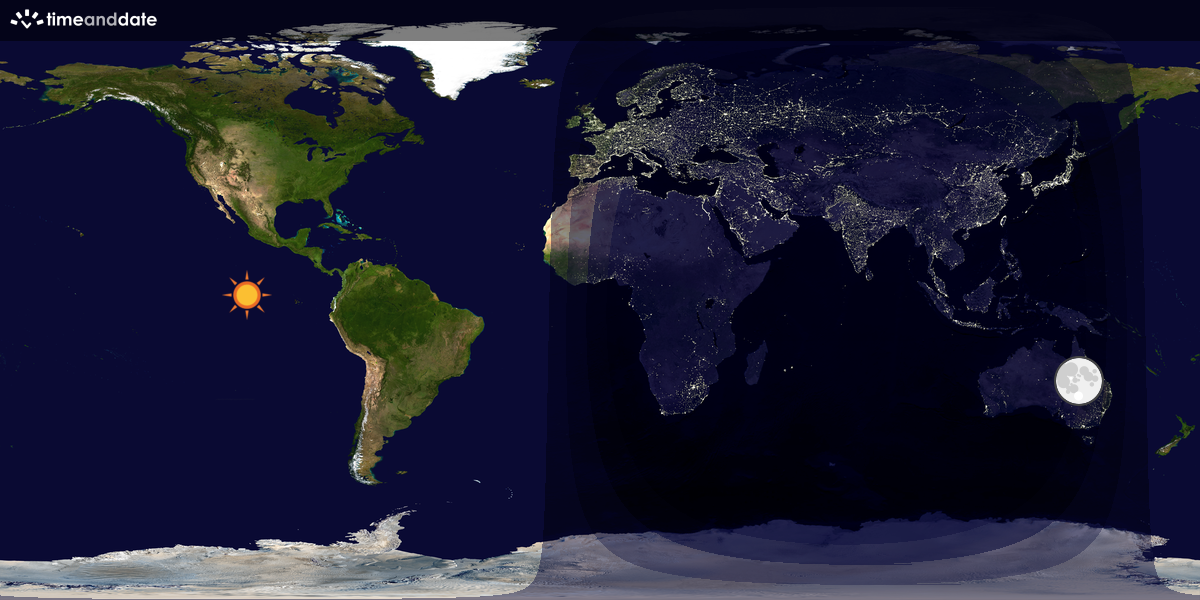 Verdenskart som viser dag og natt 