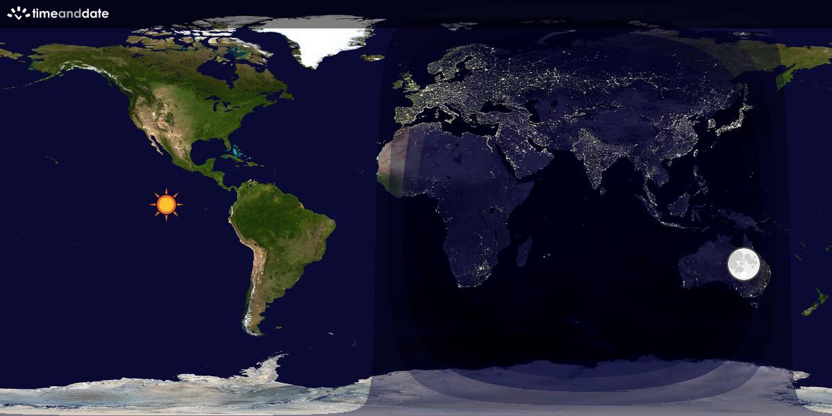 Verdenskart som viser dag og natt 
