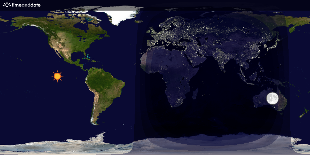 Verdenskart som viser dag og natt 