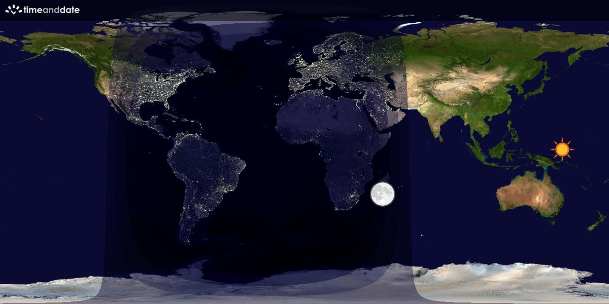 Verdenskart som viser dag og natt 