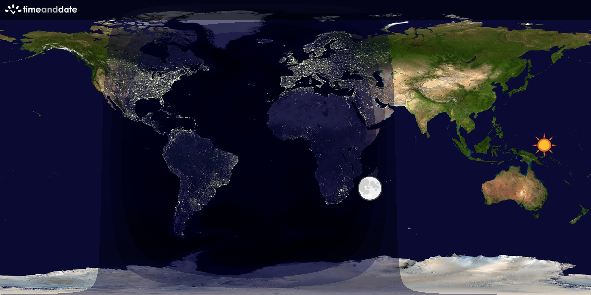Verdenskart som viser dag og natt 