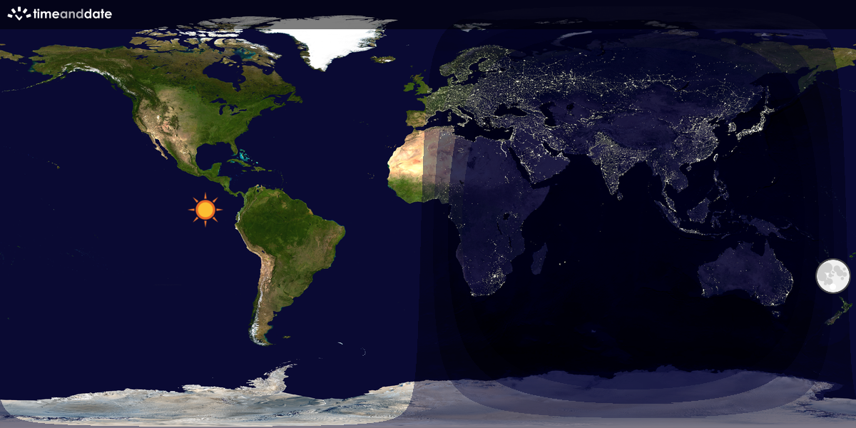 Verdenskart som viser dag og natt 