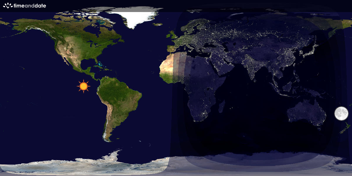 Verdenskart som viser dag og natt 