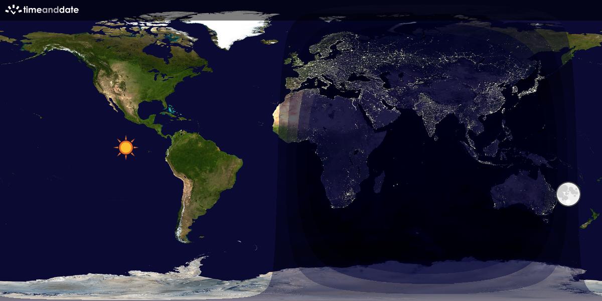 Verdenskart som viser dag og natt 
