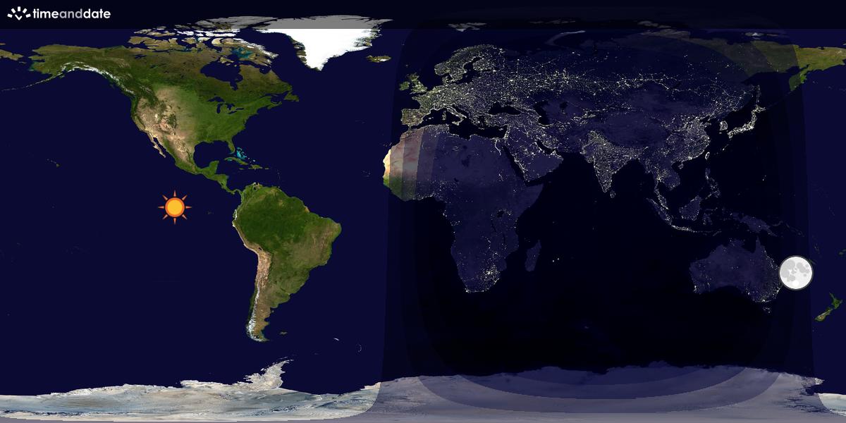 Verdenskart som viser dag og natt 