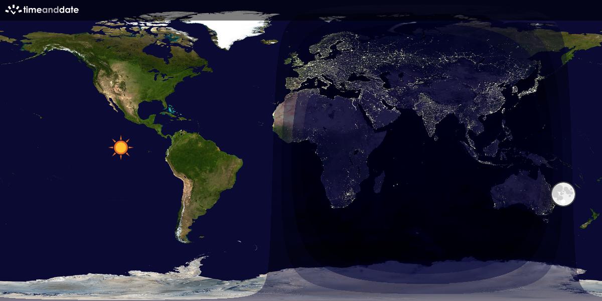 Verdenskart som viser dag og natt 