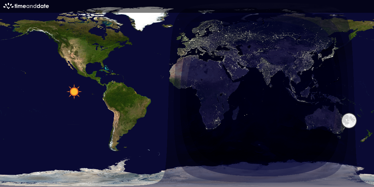 Verdenskart som viser dag og natt 