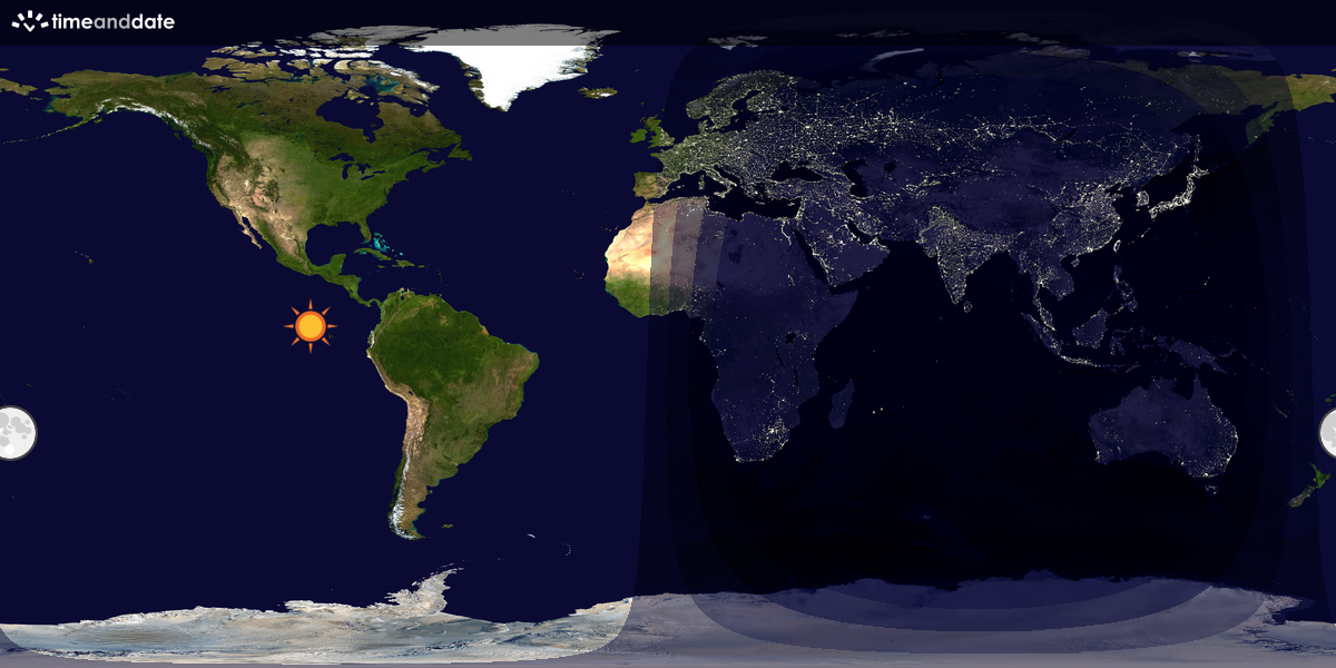 Verdenskart som viser dag og natt 