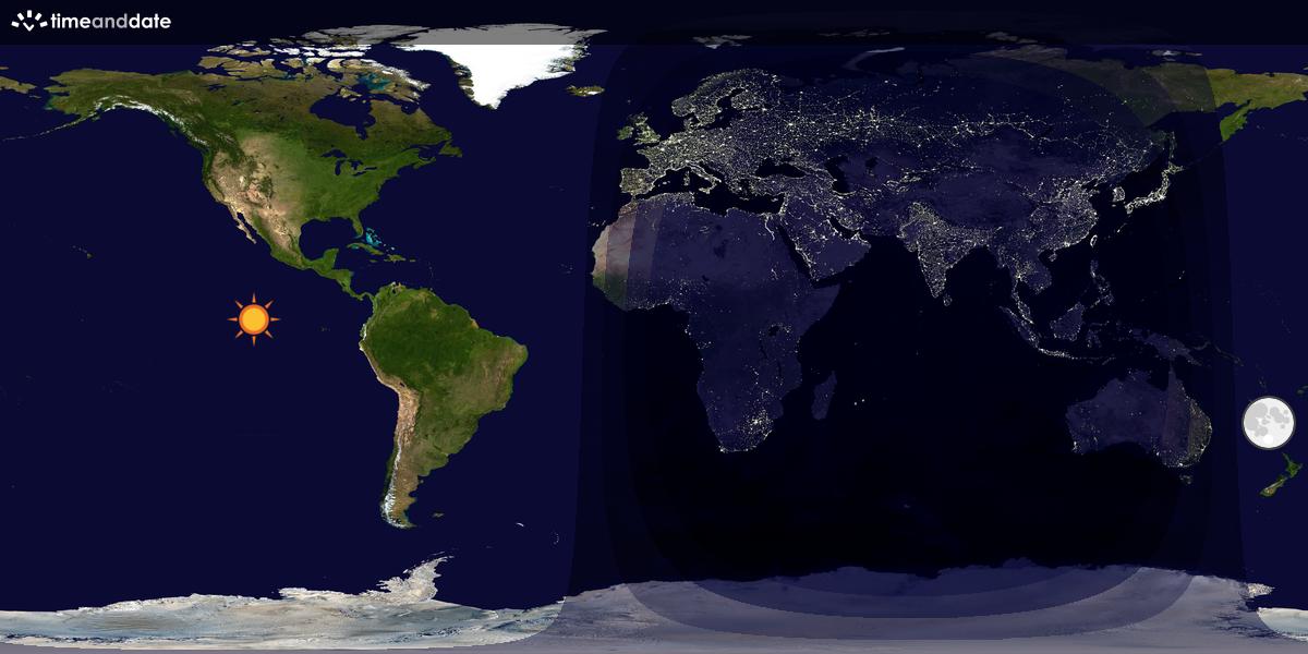 Verdenskart som viser dag og natt 