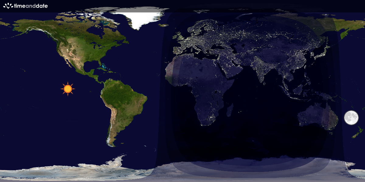 Verdenskart som viser dag og natt 