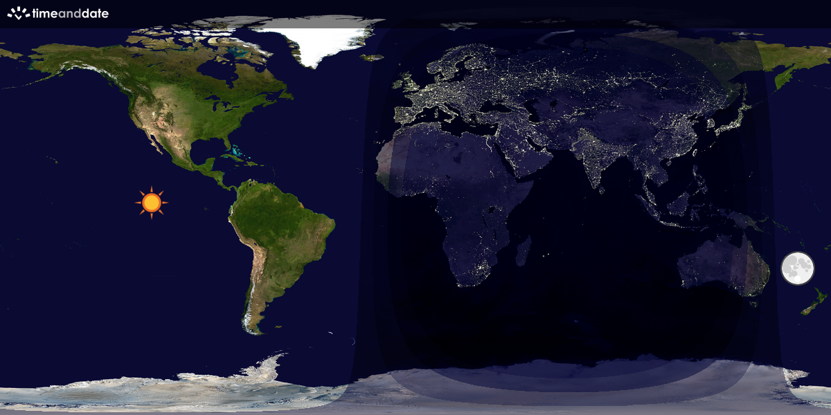 Verdenskart som viser dag og natt 