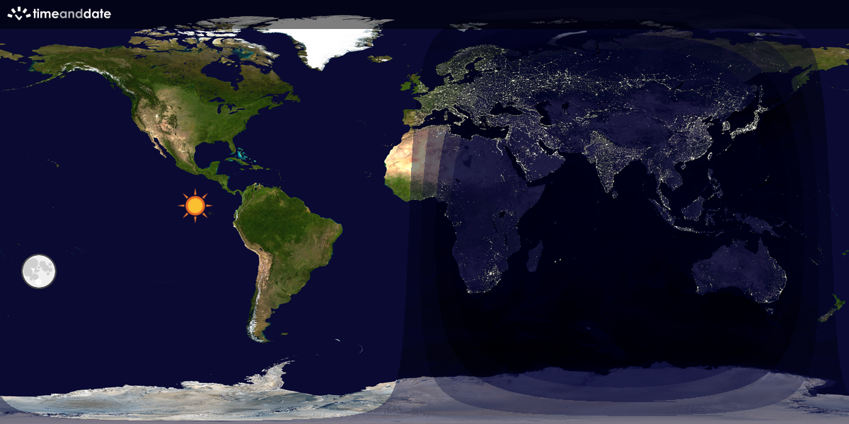 Verdenskart som viser dag og natt 