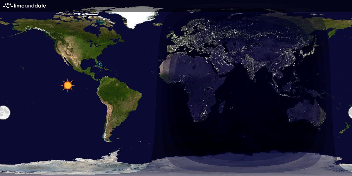 Verdenskart som viser dag og natt 