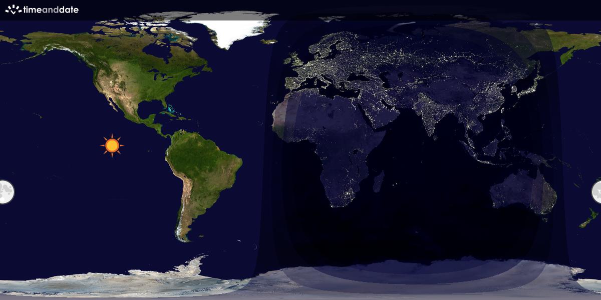 Verdenskart som viser dag og natt 