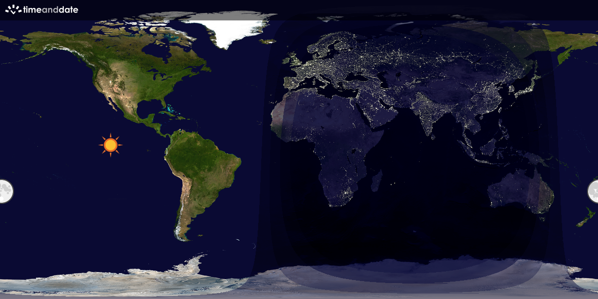 Verdenskart som viser dag og natt 