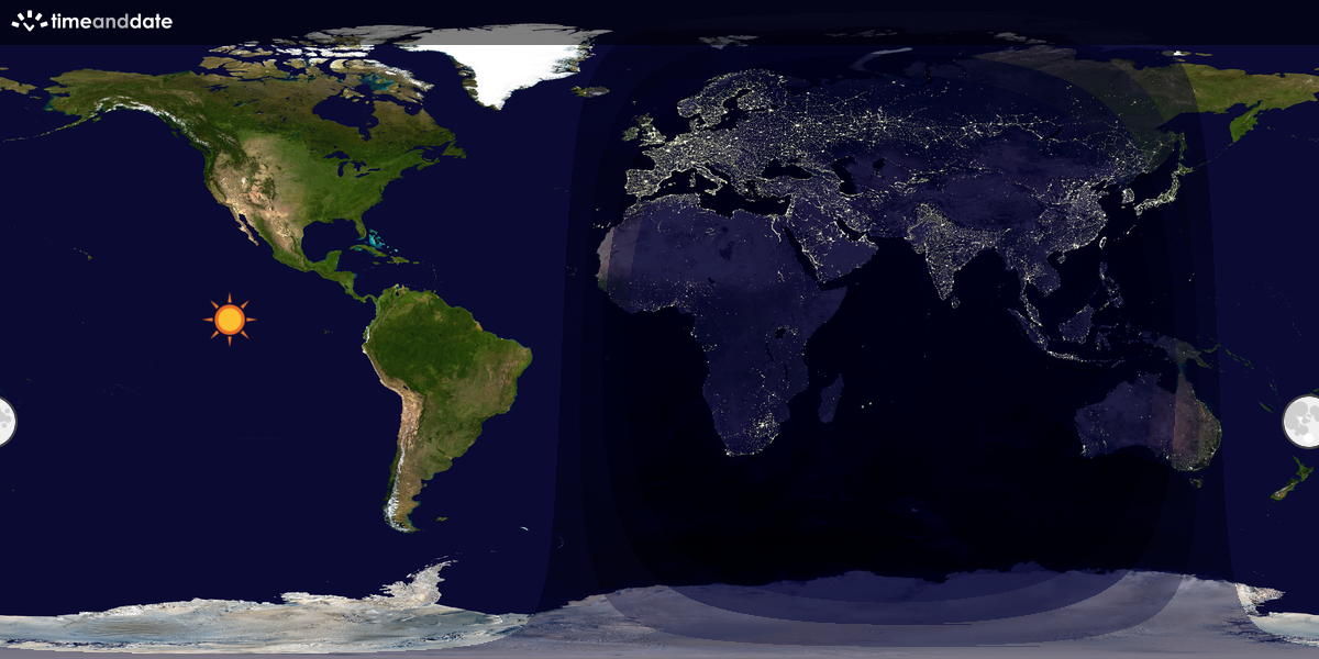 Verdenskart som viser dag og natt 
