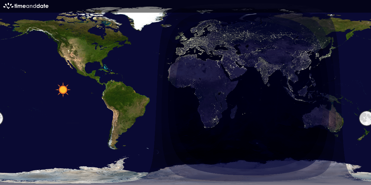 Verdenskart som viser dag og natt 