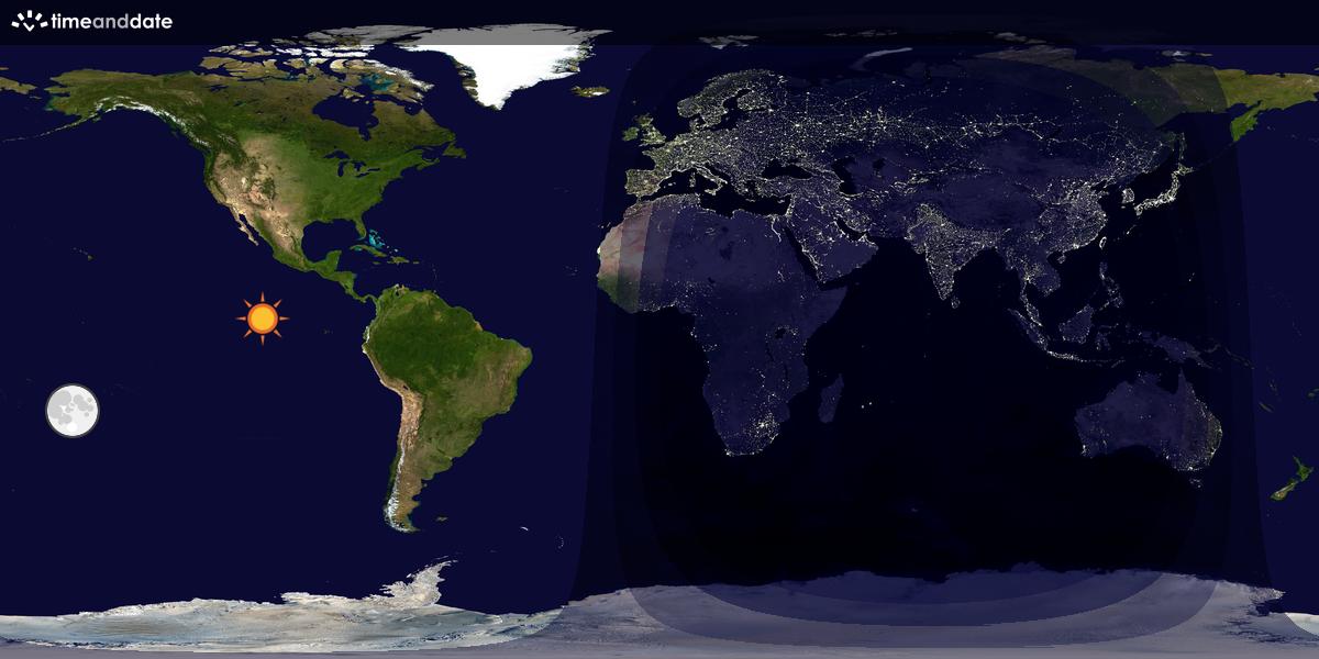 Verdenskart som viser dag og natt 