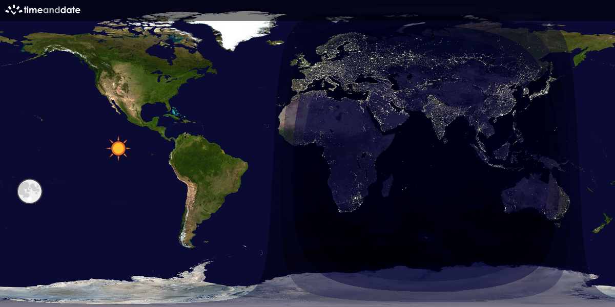 Verdenskart som viser dag og natt 