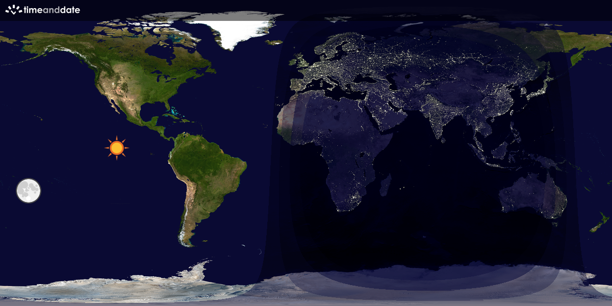 Verdenskart som viser dag og natt 