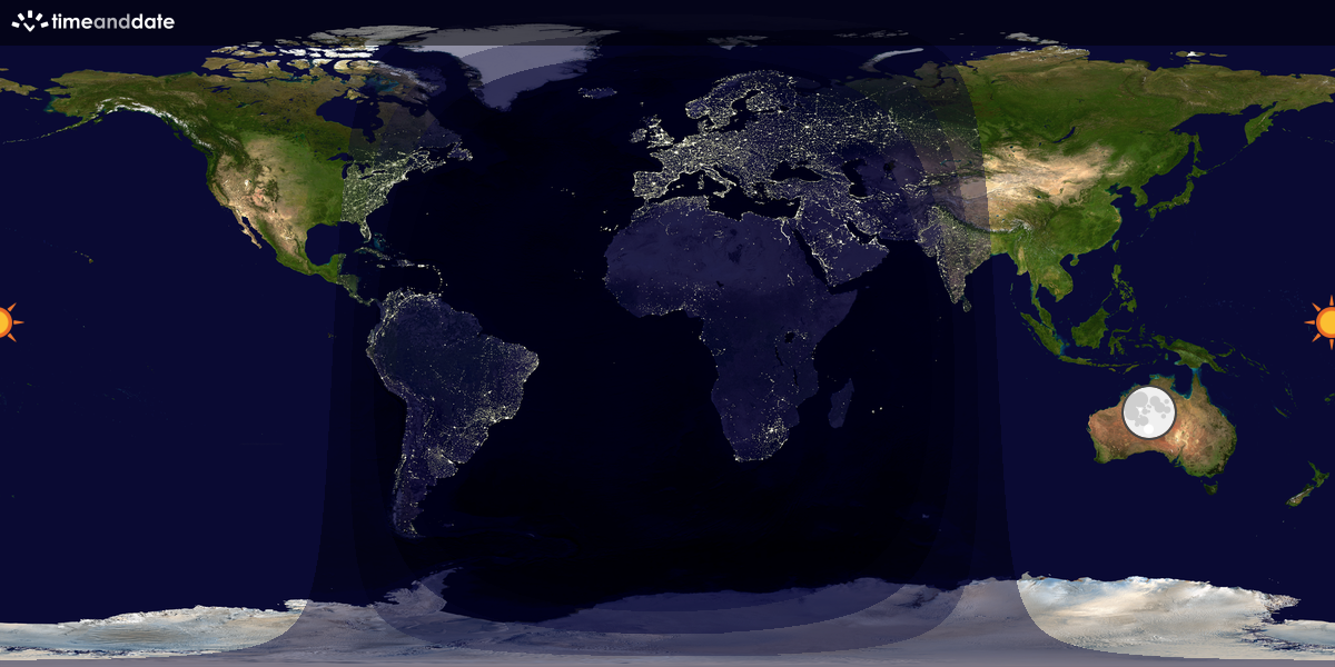 Verdenskart som viser dag og natt 