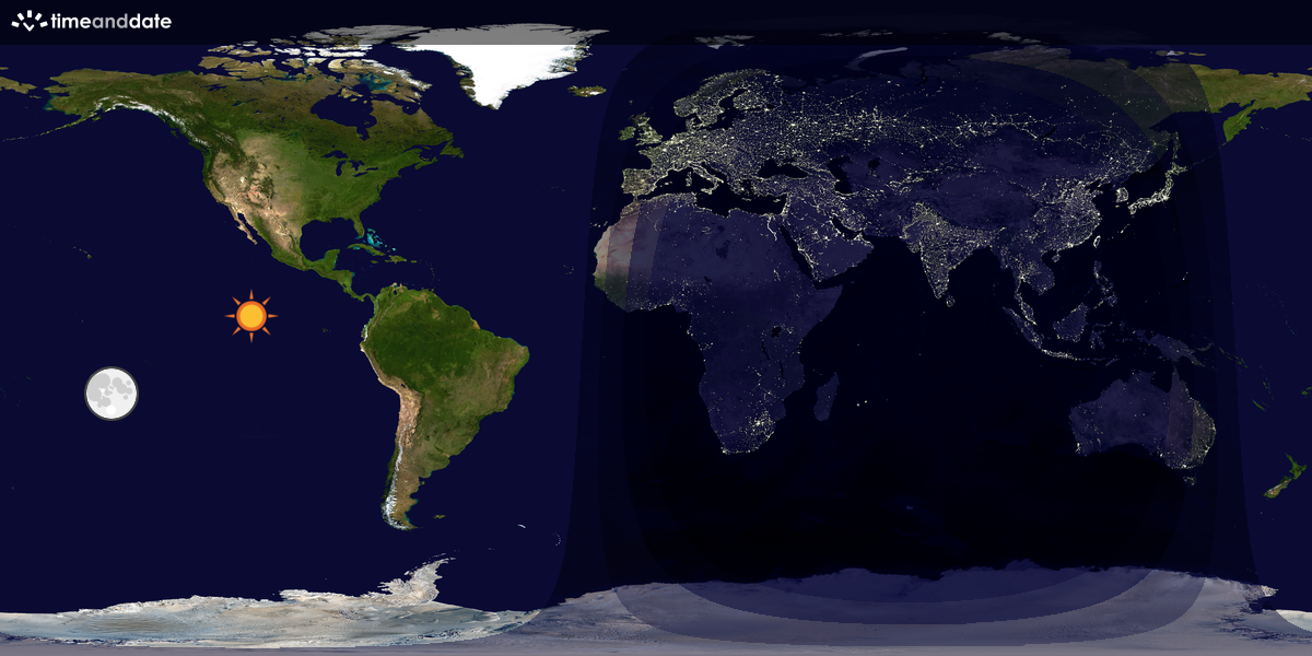 Verdenskart som viser dag og natt 