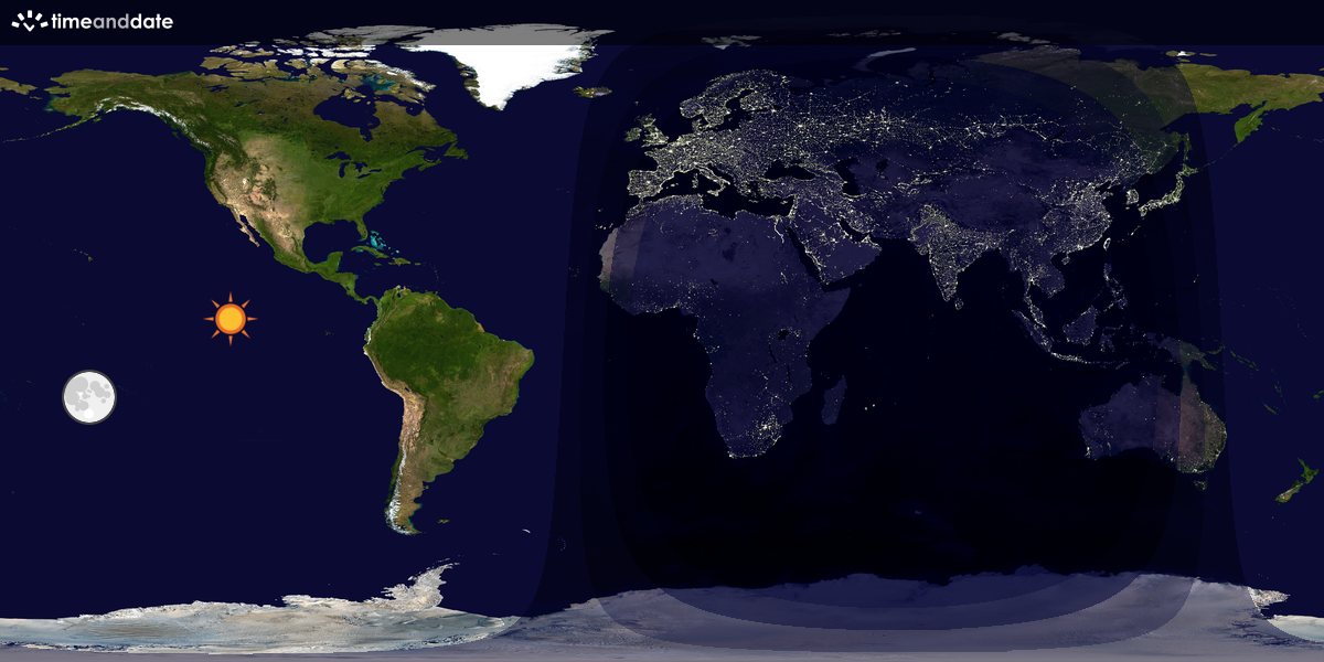 Verdenskart som viser dag og natt 