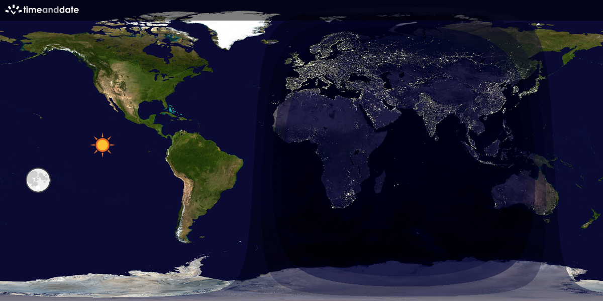 Verdenskart som viser dag og natt 